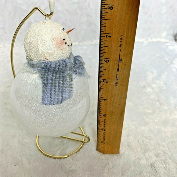 Hanging Snowman Christmas Ornament on Gold Stand - Picture 3 of 8